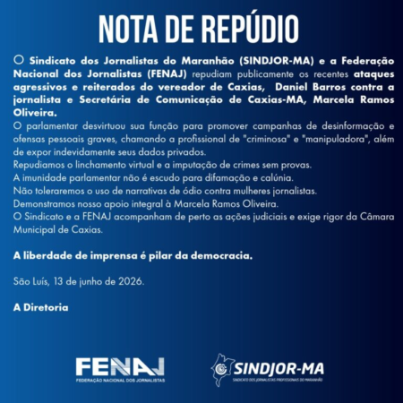 Sindicato e Fenaj repudiam ofensas de vereador a jornalista no Maranhão
