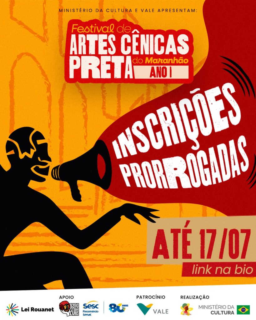 Prazo para inscrições do Festival de Artes Cênicas Preta do Maranhão é prorrogado