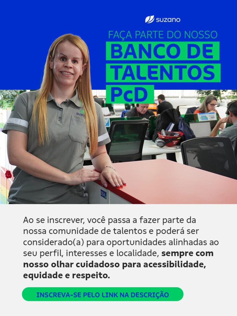Suzano abre banco de talentos para pessoas com deficiência interessadas em futuras oportunidades de trabalho