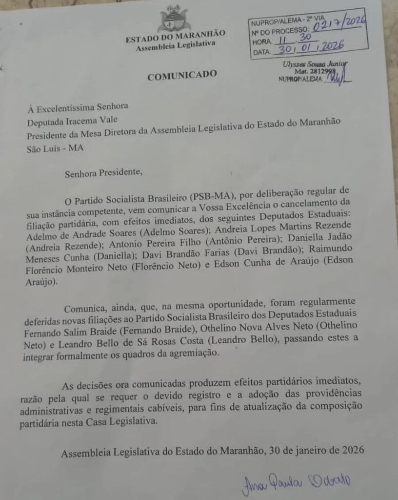 PSB no Maranhão corta seis deputados e recebe três em realinhamento radical